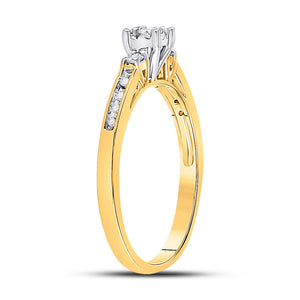 10kt Yellow Gold Womens Round Diamond 3-stone Promise Ring 1/6 Cttw