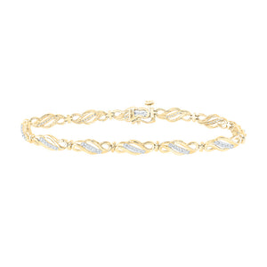 10kt Yellow Gold Womens Round Diamond Fashion Link Bracelet 1/3 Cttw