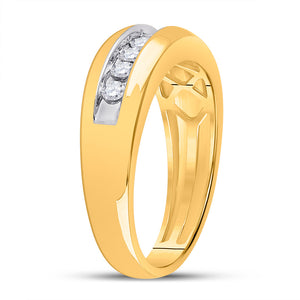 10kt Yellow Gold Mens Round Diamond Wedding Single Row Band Ring 1/2 Cttw