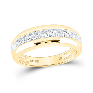 10kt Yellow Gold Mens Round Diamond Wedding Single Row Band Ring 1/2 Cttw