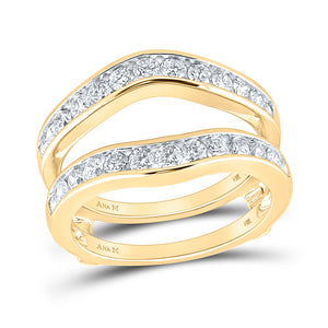 14kt Yellow Gold Womens Round Diamond Wedding Wrap Ring Guard Enhancer 1 Cttw