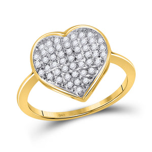 10kt Yellow Gold Womens Round Diamond Heart Ring 1/6 Cttw