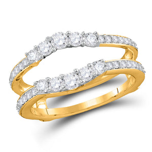 14kt Yellow Gold Womens Round Diamond Wedding Wrap Ring Guard Enhancer 3/4 Cttw