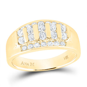 14kt Yellow Gold Mens Round Diamond Wedding Channel Set Band Ring 1 Cttw