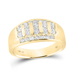 10kt Yellow Gold Mens Round Diamond Wedding Band Ring 1 Cttw