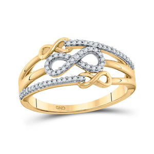 10kt Yellow Gold Womens Round Diamond Infinity Ring 1/6 Cttw