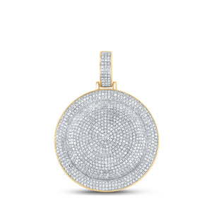 10kt Yellow Gold Mens Round Diamond Circle Charm Pendant 2-7/8 Cttw