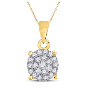 10kt Yellow Gold Womens Round Diamond Cluster Pendant 1/4 Cttw