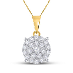 10kt Yellow Gold Womens Round Diamond Cluster Pendant 2 Cttw