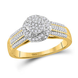 10kt Yellow Gold Womens Round Diamond Cluster Ring 1/4 Cttw