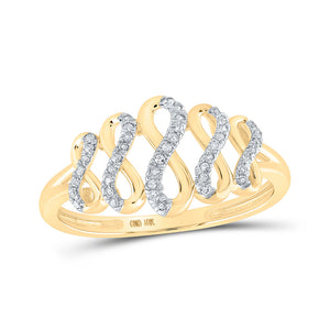 10kt Yellow Gold Womens Round Diamond Fashion Infinity Ring 1/10 Cttw