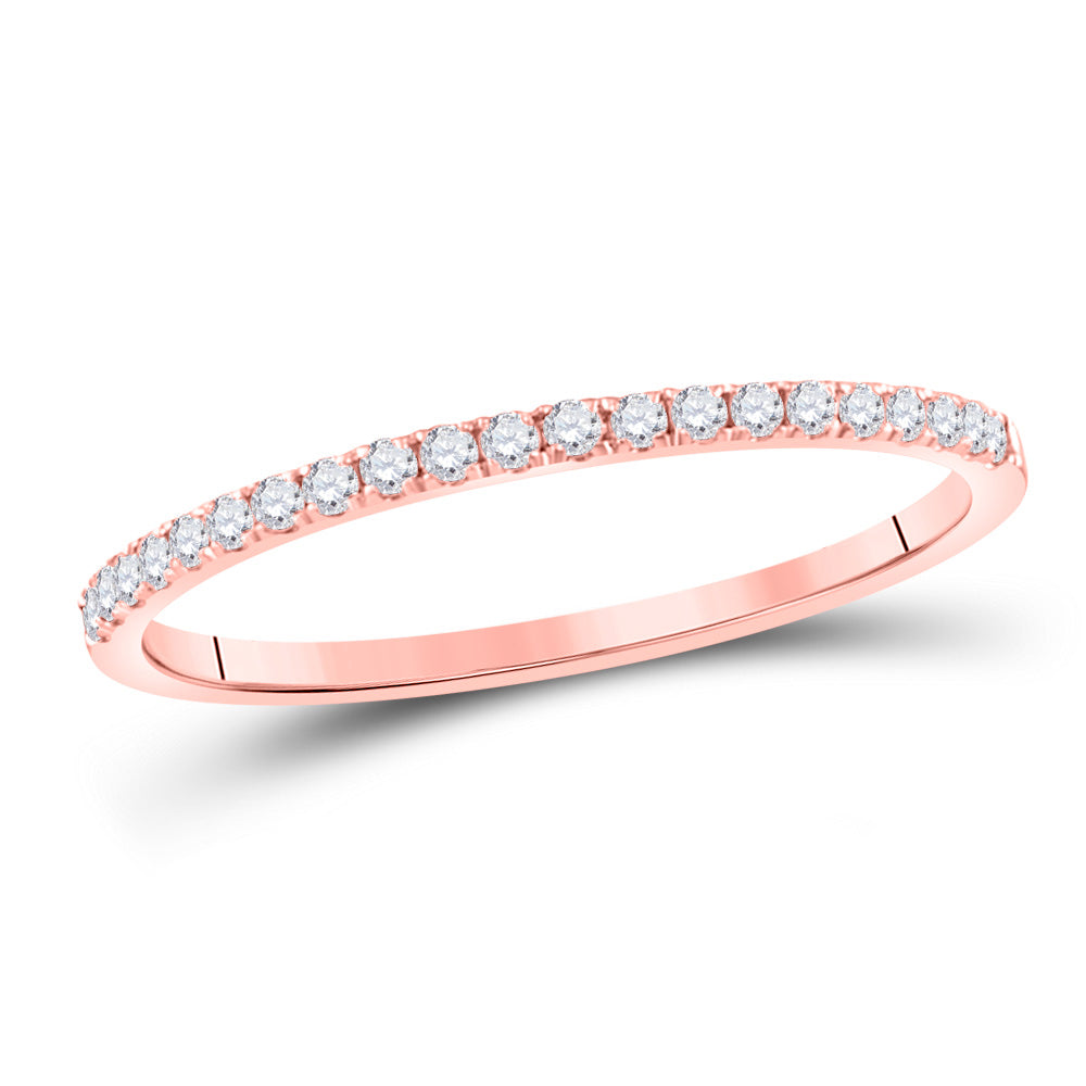 10kt Rose Gold Womens Round Diamond Stackable Band Ring 1/6 Cttw