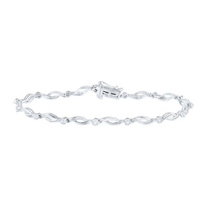 10kt White Gold Womens Round Diamond Fashion Bracelet 1/4 Cttw