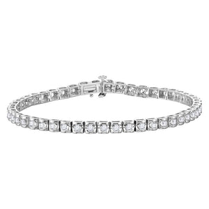 14kt White Gold Womens Round Diamond Studded Tennis Bracelet 2 Cttw