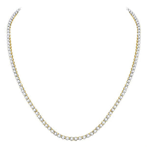 10kt Yellow Gold Mens Round Diamond 20-inch Single Row Link Chain Necklace 9 Cttw