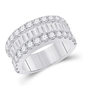 14kt White Gold Womens Baguette Diamond Anniversary Ring 3 Cttw