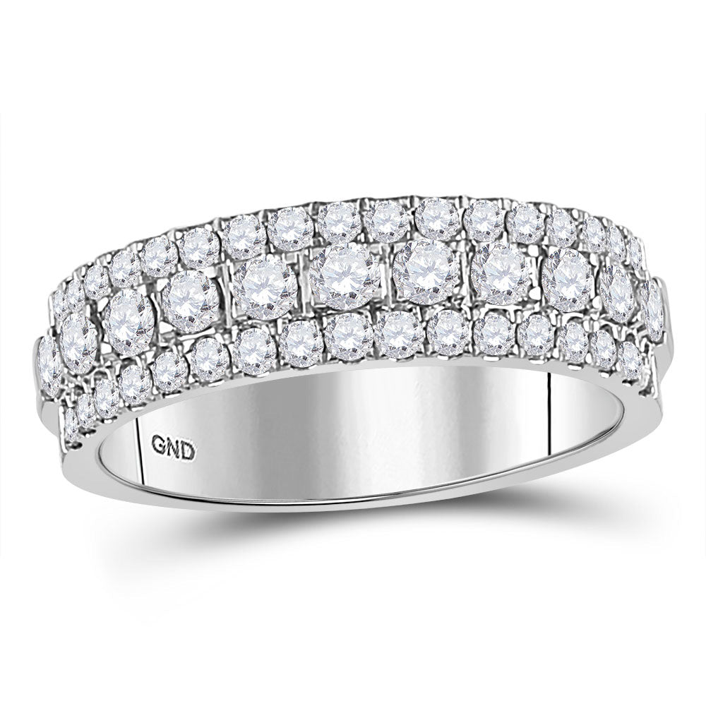 10kt White Gold Womens Round Diamond Machine Set Band Ring 1 Cttw