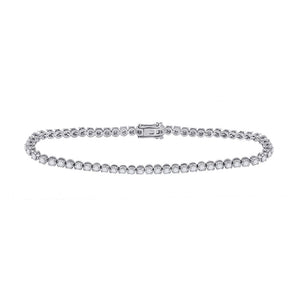 10kt White Gold Womens Round Diamond Studded Tennis Bracelet 2 Cttw