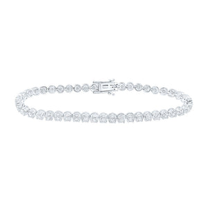 14kt White Gold Womens Round Diamond Classic Tennis Bracelet 4 Cttw