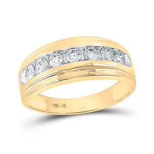 14kt Yellow Gold Mens Round Diamond Wedding Band Ring 7/8 Cttw