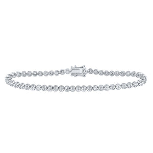 14kt White Gold Womens Round Diamond Timeless Tennis Bracelet 1 Cttw