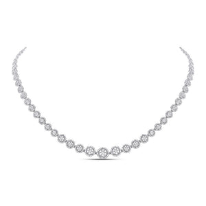 14kt White Gold Womens Round Diamond Graduated Halo Tennis Necklace 3 Cttw