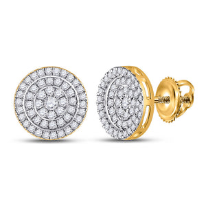 10kt Yellow Gold Womens Round Diamond Cluster Earrings 1 Cttw