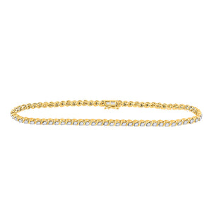 10kt Yellow Gold Womens Round Diamond Tennis Bracelet 1 Cttw