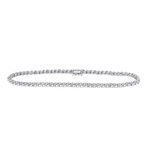 10kt White Gold Womens Round Diamond Classic Tennis Bracelet 1 Cttw