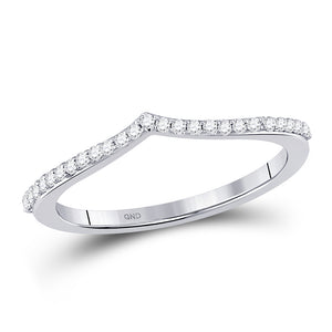 10kt White Gold Womens Round Diamond Chevron Stackable Band Ring 1/6 Cttw