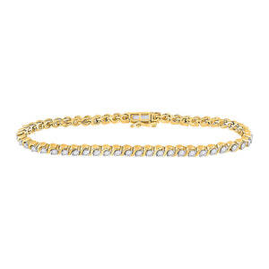 10kt Two-tone Gold Womens Round Diamond Tennis Bracelet 2 Cttw