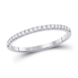 14kt White Gold Womens Round Diamond Wedding Single Row Band 1/6 Cttw