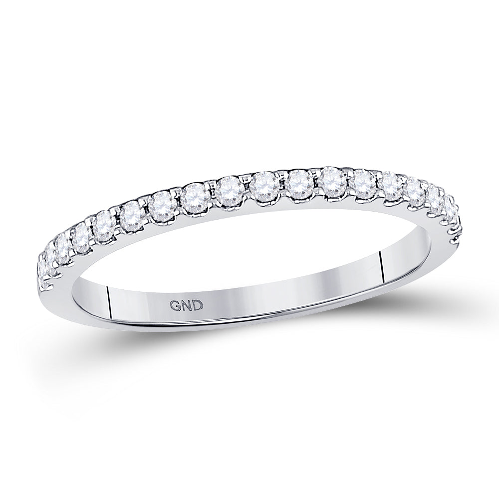 14kt White Gold Womens Round Diamond Wedding Single Row Band 1/4 Cttw