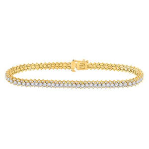 14kt Yellow Gold Womens Round Diamond Single Row Tennis Bracelet 5 Cttw