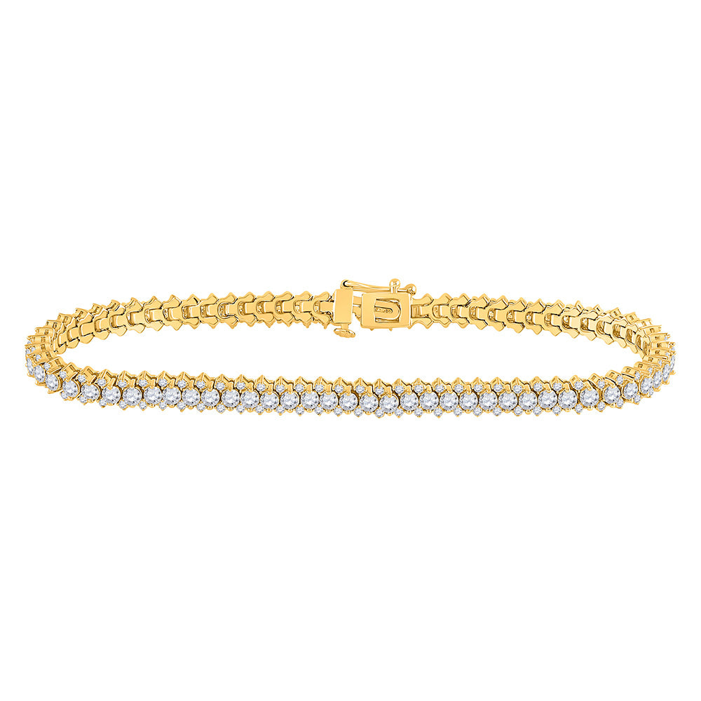 14kt Yellow Gold Womens Round Diamond Single Row Tennis Bracelet 5 Cttw