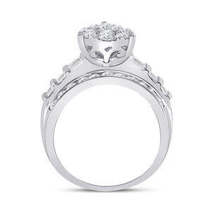 10kt White Gold Round Diamond Pear Bridal Wedding Engagement Ring 2 Cttw