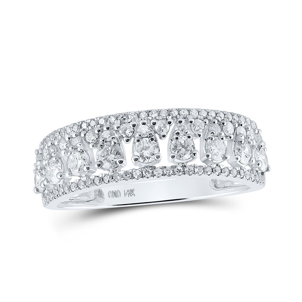 14kt White Gold Womens Round Diamond Band Ring 3/4 Cttw