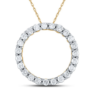 14kt Yellow Gold Womens Round Diamond Circle Pendant 1/4 Cttw