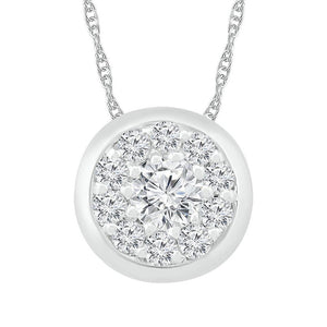 10kt White Gold Womens Round Diamond Cluster Pendant 1/6 Cttw