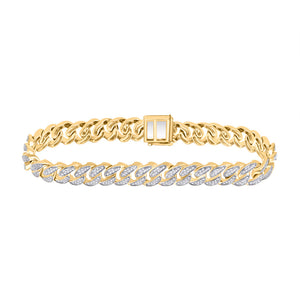 10kt Yellow Gold Mens Round Diamond Cuban Link Bracelet 2 Cttw