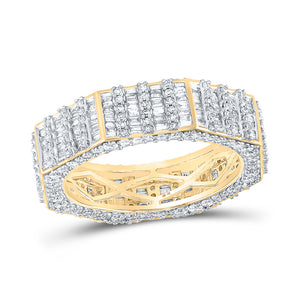 10kt Yellow Gold Mens Baguette Diamond Octagon Band Ring 2-5/8 Cttw