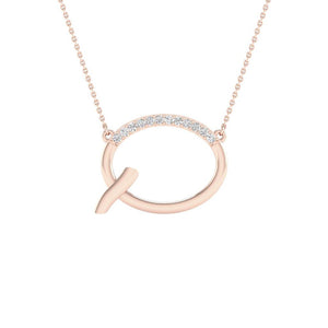 10kt Rose Gold Womens Round Diamond Initial Q Letter Necklace 1/20 Cttw