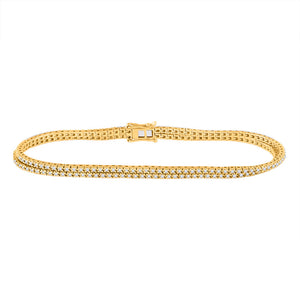 14kt Yellow Gold Womens Round Diamond 2-Row Tennis Bracelet 1 Cttw