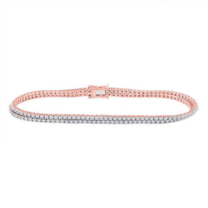 14kt Rose Gold Womens Round Diamond Fashion Bracelet 1 Cttw