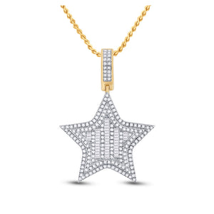 14kt Yellow Gold Mens Round Diamond Star Charm Pendant 3/4 Cttw