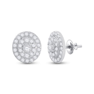 10kt White Gold Womens Round Diamond Oval Earrings 1/3 Cttw