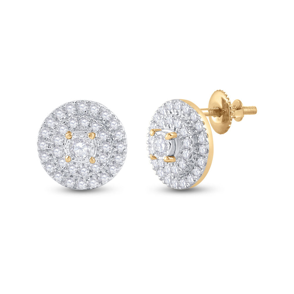 10kt Yellow Gold Womens Round Diamond Circle Earrings 1/4 Cttw