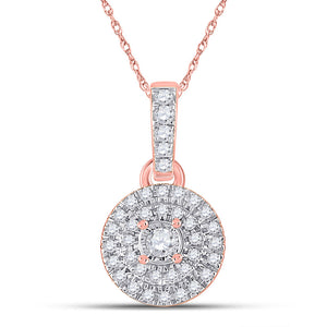 10kt Rose Gold Womens Round Diamond Circle Pendant 1/6 Cttw