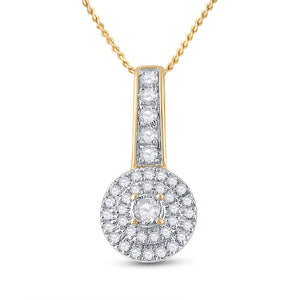 10kt Yellow Gold Womens Round Diamond Circle Pendant 1/5 Cttw