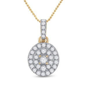 10kt Yellow Gold Womens Round Diamond Oval Pendant 1/3 Cttw